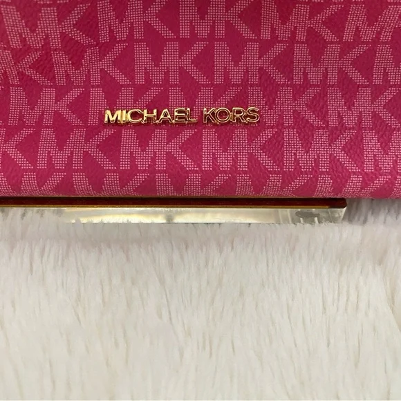 Michael Kors Mina Signature Logo Chain Pink Crossbody Shoulder Bag New - Picture 14 of 16